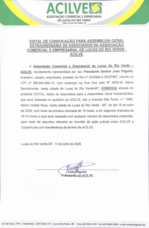 Edital de convocação para assembleia extraordinaria