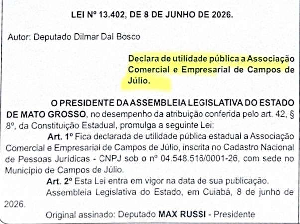 ACICA é reconhecida como entidade de utilidade pública estadual